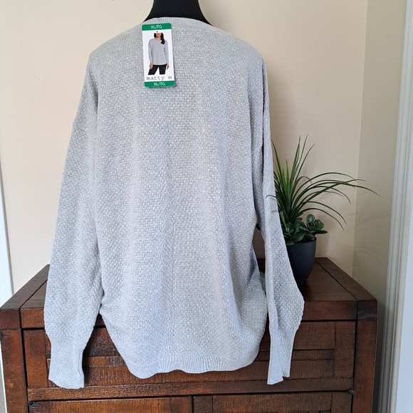 Matty M Honeycomb Sweater Grey Women's Size XL Cotton Neutral - Picture 4 of 12